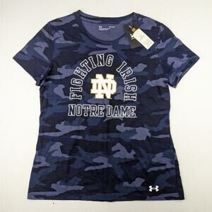 Under Armour Women's Blue Camo Notre Dame Fighting Irish Tee - Medium